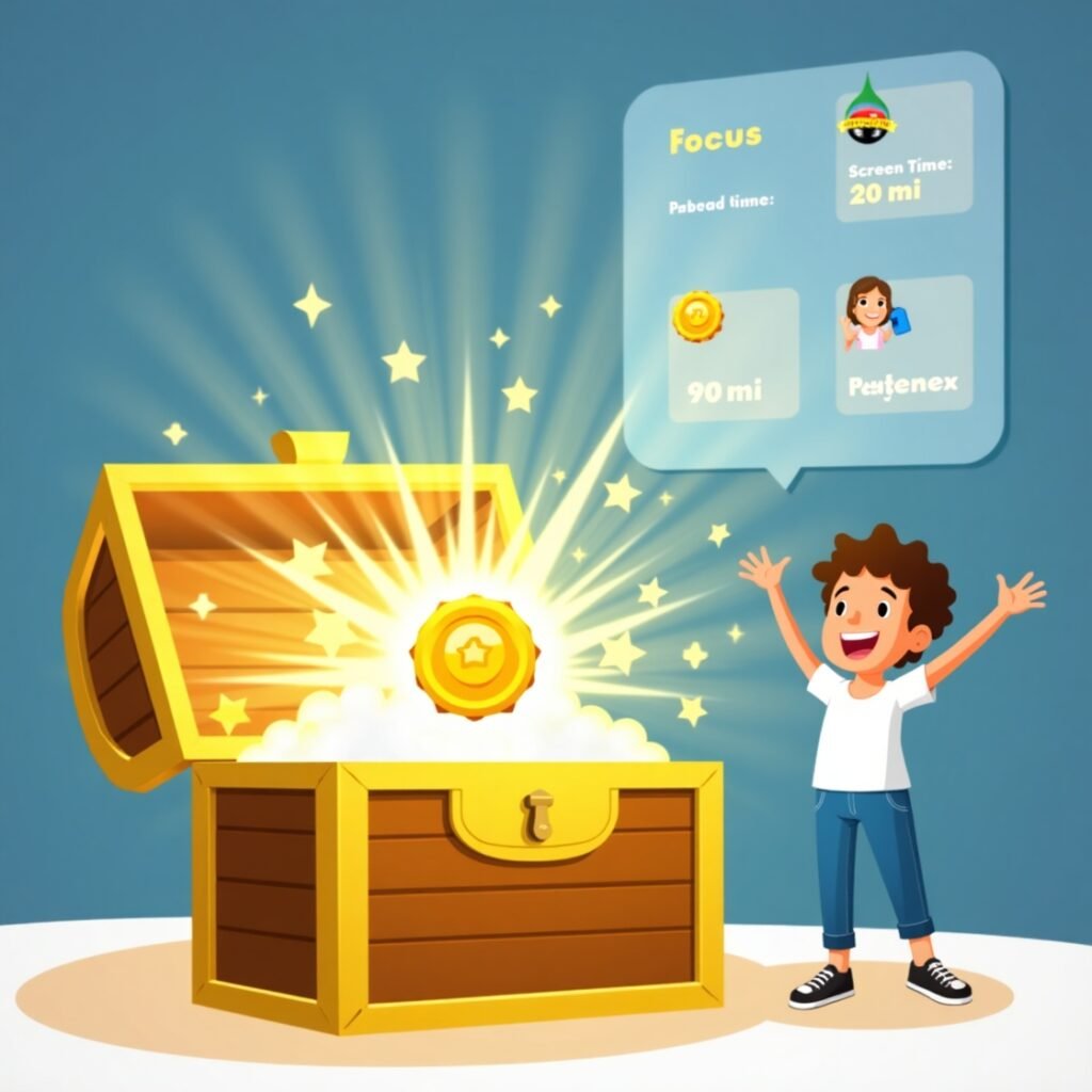 Kid unlocking secret rewards on Focus Fun app