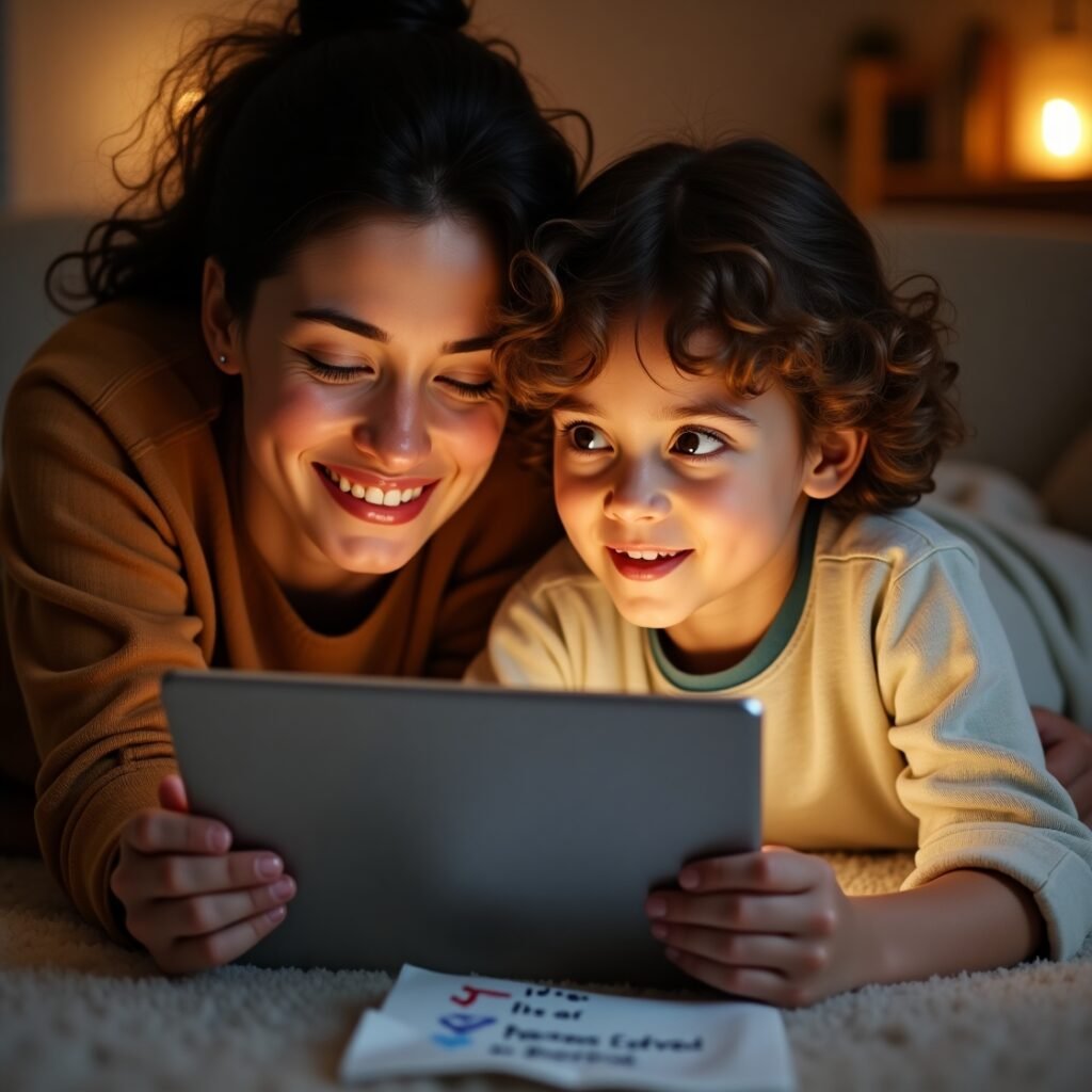 Parent and child setting screen time rules together