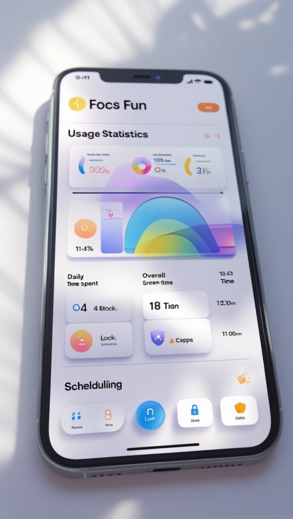 Focus Fun app interface helping parents manage digital limits"