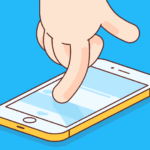 Animated illustration of a cartoon hand endlessly scrolling on a smartphone screen.