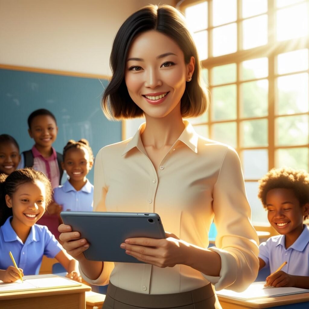 Teacher confidently using Focus Fun digital intervention