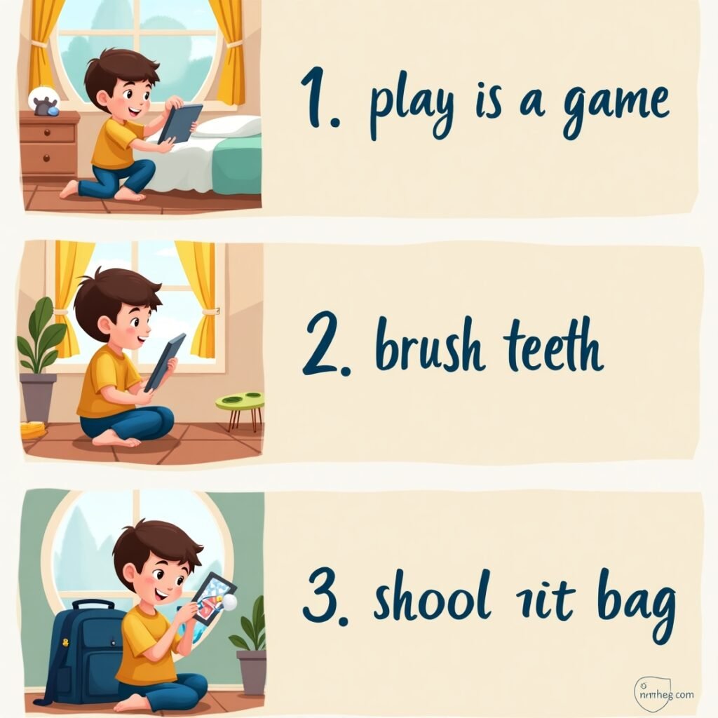 Child following a structured morning routine with Focus Fun app.