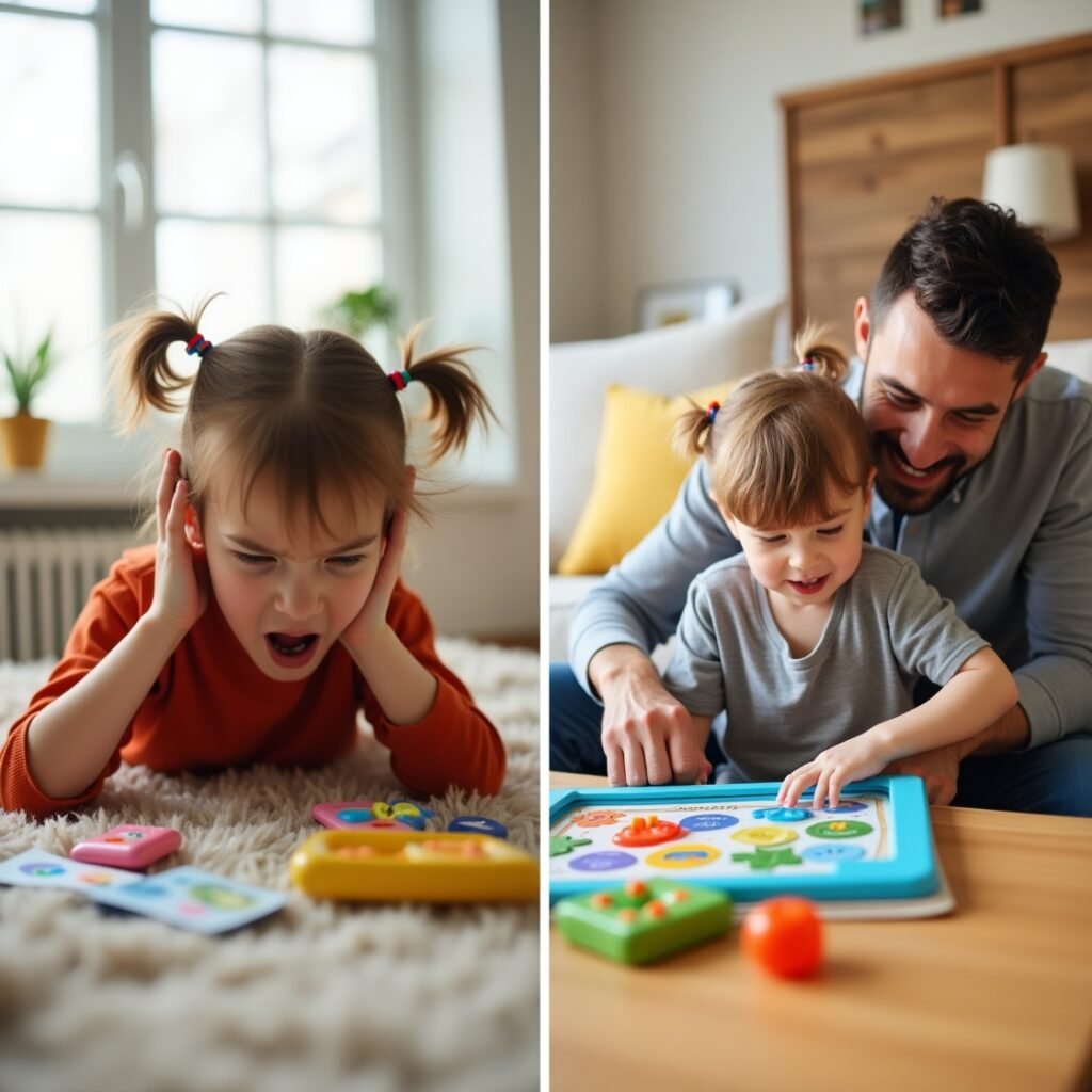 Comparison of a child’s emotional state before and after switching to mindful, interactive screen time brain development.”