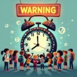 Clock made of smartphones showing screen time limit for children