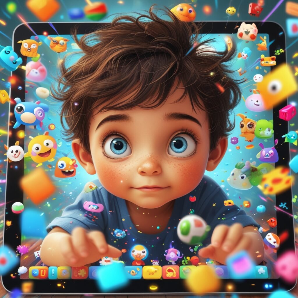 Child overwhelmed by too many visuals on screen in a learning game