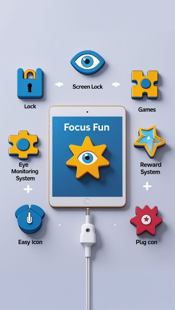 Visual representation of key Focus Fun classroom control features.”