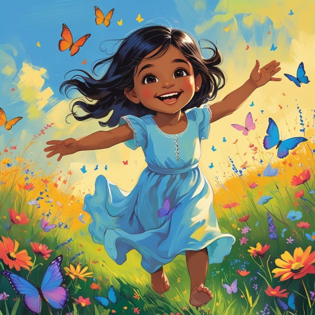 Joyful child playing outside, screen-free, experiencing real-world fun – brain development support