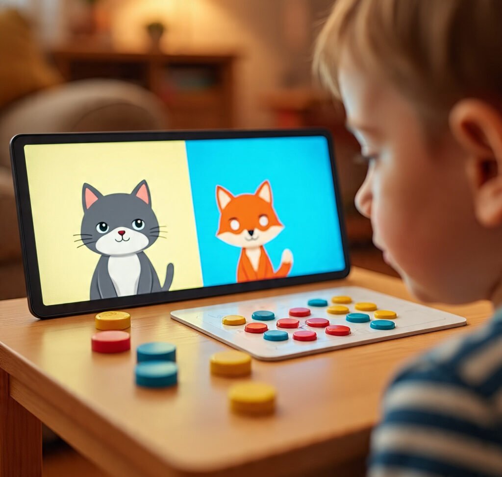 Child confused between visually similar images during a game