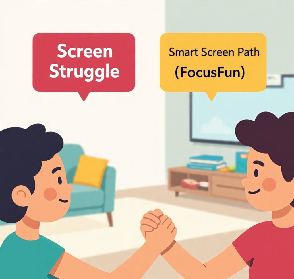 Parent choosing smart screen time for child with FocusFun