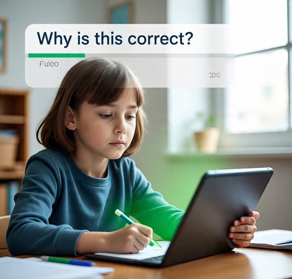 Child getting quiz answers right through guessing, without understanding