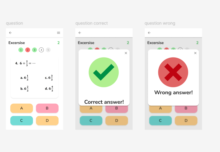 Interactive quiz app for kids showing math questions with instant feedback, promoting learning through education games for kids.