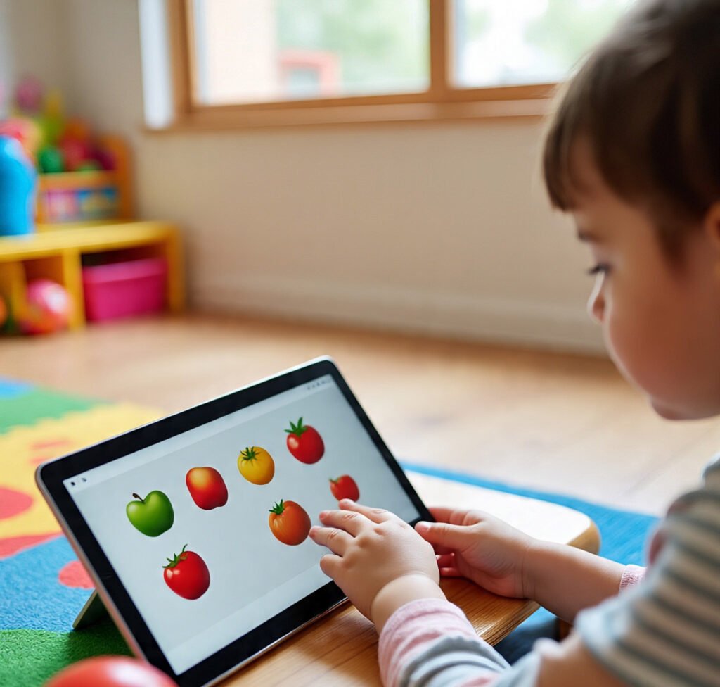 Child confusing similar-looking images in a picture-based game