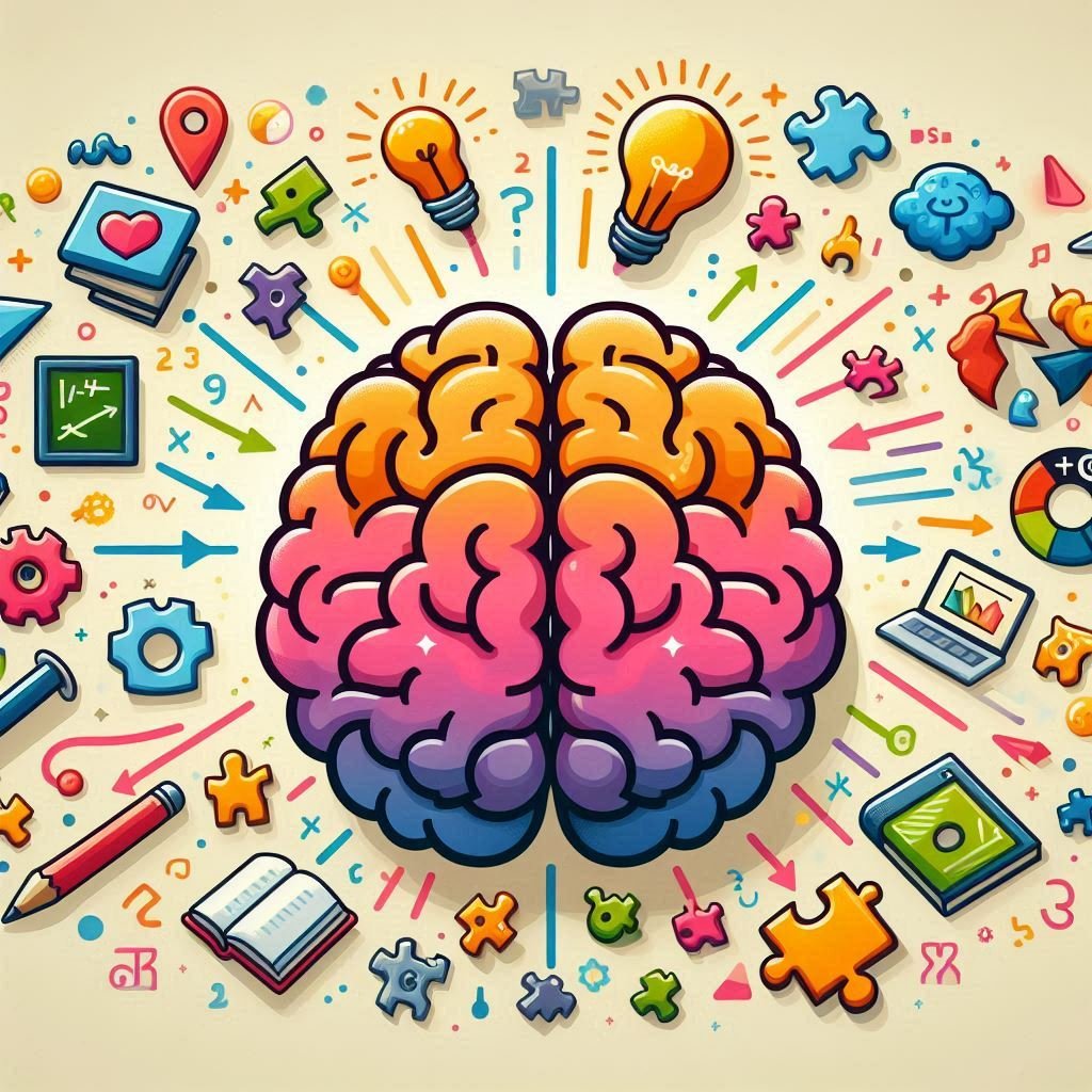 Infographic showing how kids learning games stimulate brain development