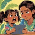 Child frustrated when screen time is limited