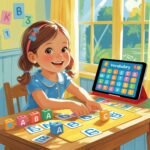 Child learning Class 1 vocabulary with flashcards and games