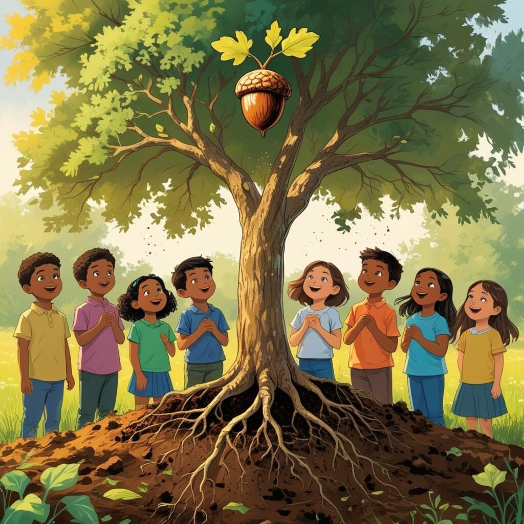 Growth of an acorn into an oak tree in “Little by Little.”