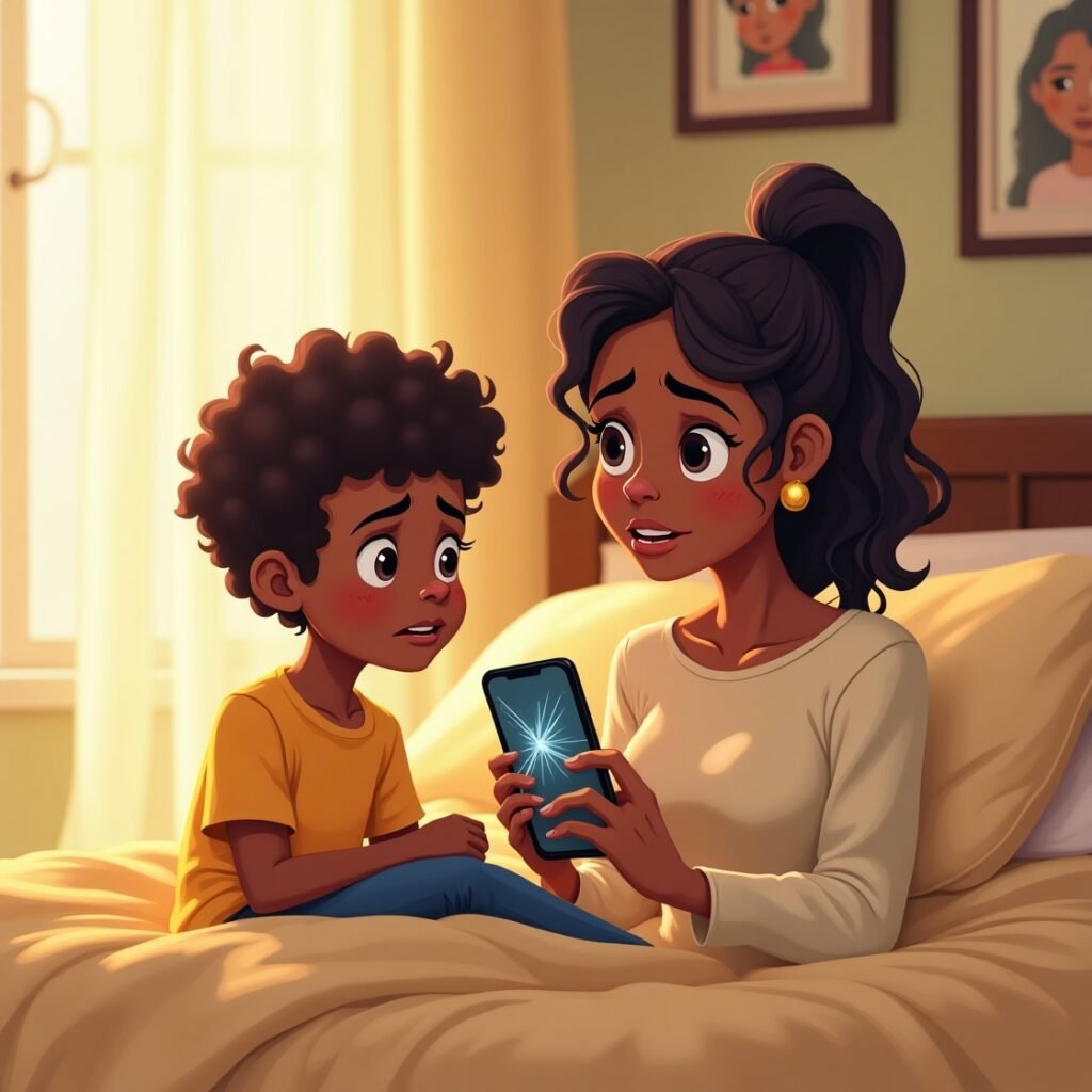 Parent explaining parental controls to child