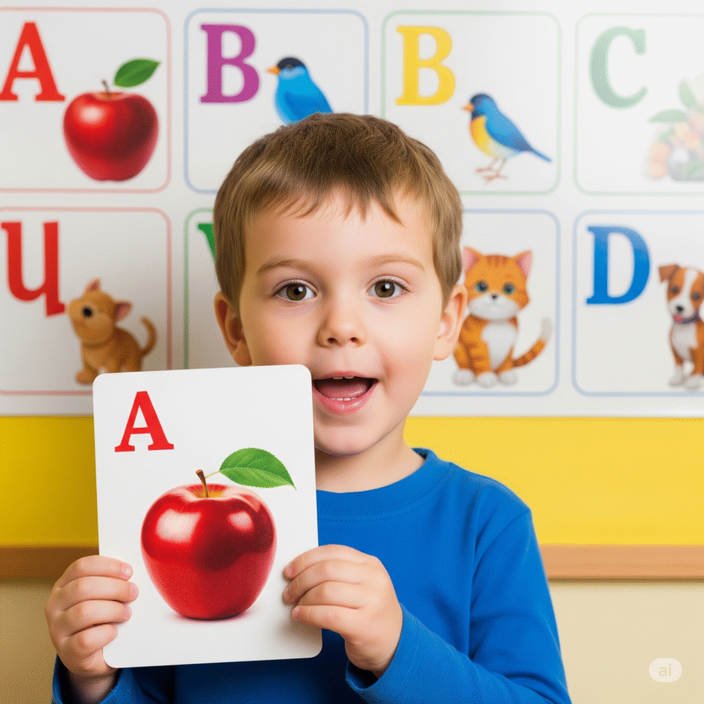 Child practicing letter sound connection for phonemic awareness.