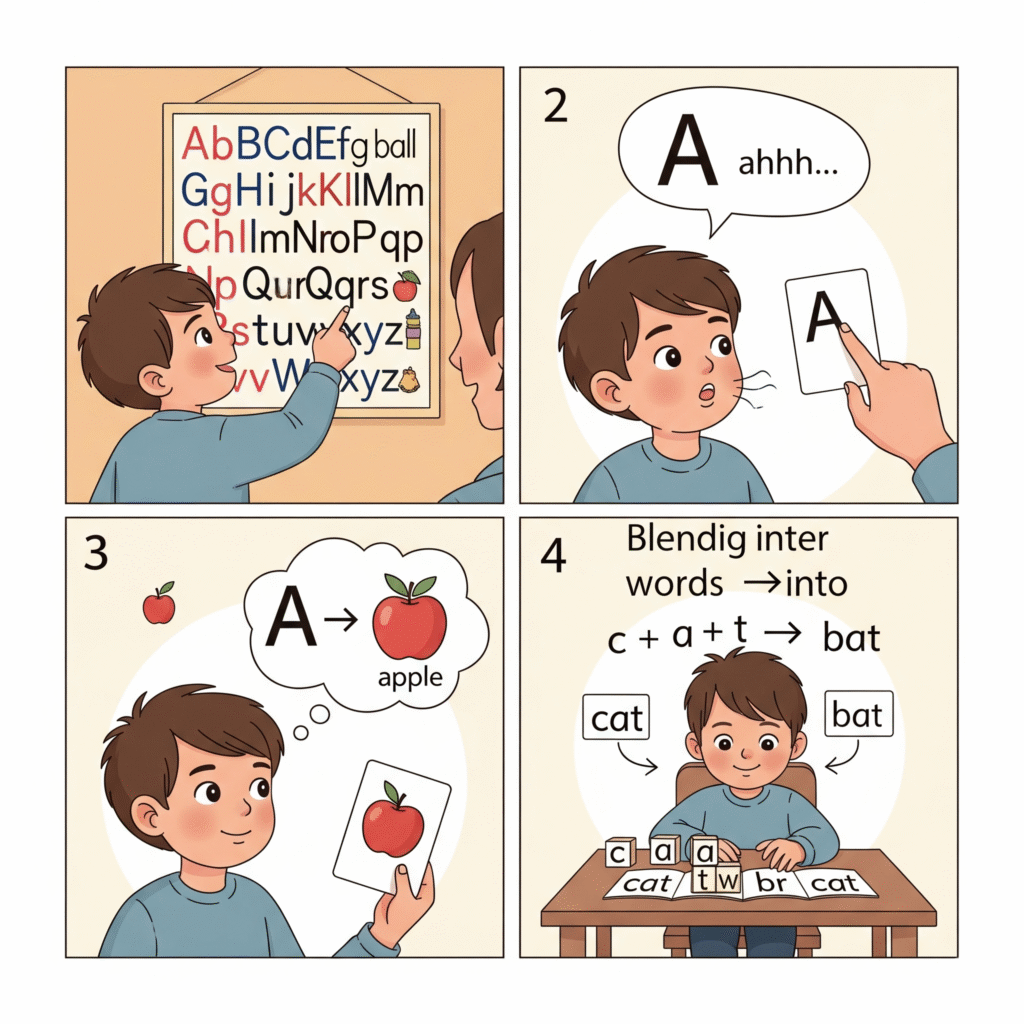 Step by step process of phonemic awareness for Class 1 children.