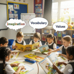 Children learning the importance of Class 1 English.
