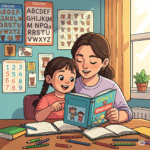 oung student learning vocabulary, rhyming, and imagination through Class 1 English poems