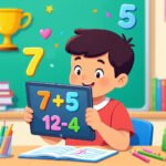Kids enjoying different online math games.