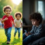 Comparison of healthy play vs. mobile overuse in kids.