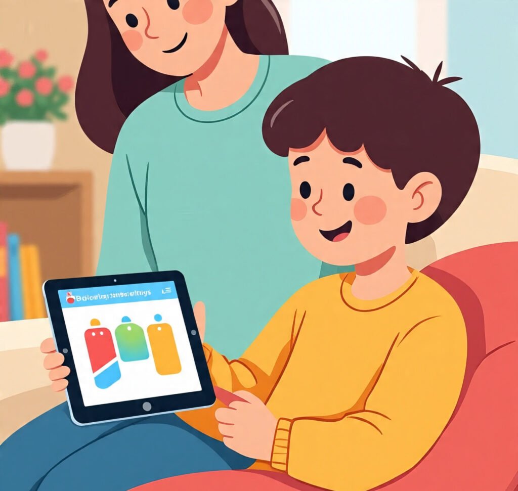 Parent guiding child with Android parental controls active