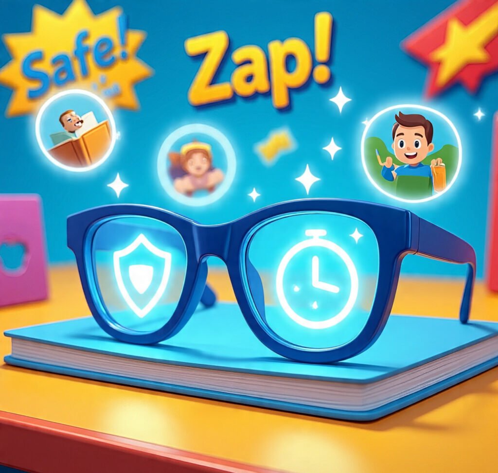 Parental filters blocking unsafe sites, ads, and screen time.