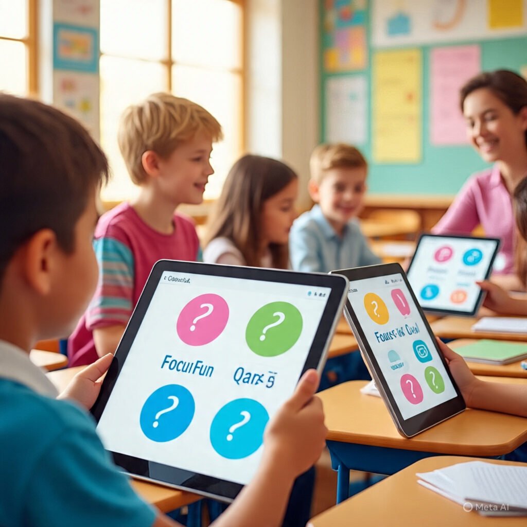 Kids playing grammer game in class