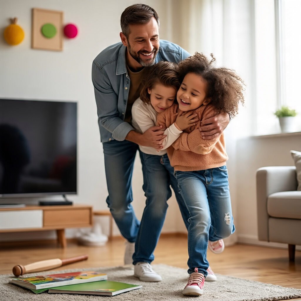Parent using parental block to keep kids safe online.