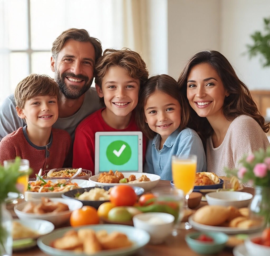 Family bonding with balanced screen use.