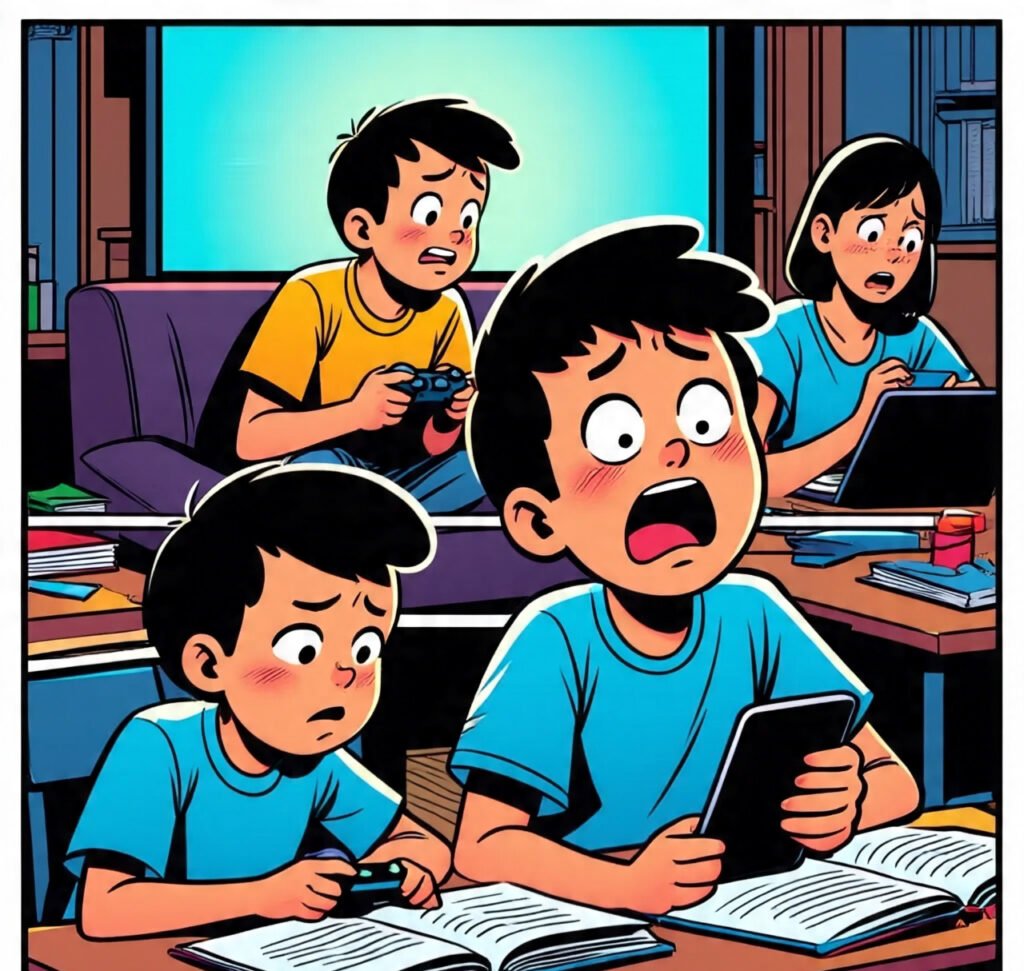 Children facing problems due to excessive screen time.