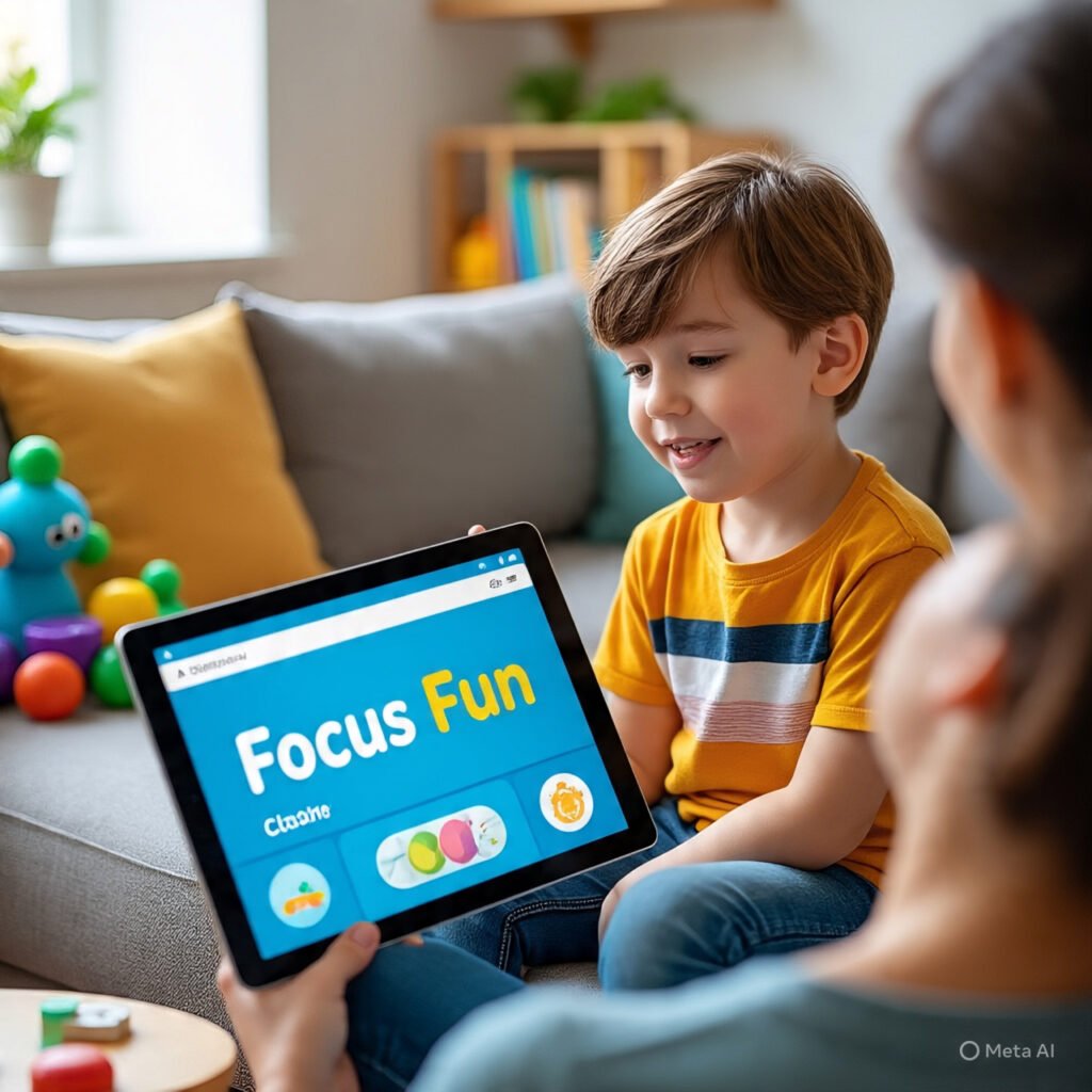 Parent setting up the Focus Fun app for their child’s Game Based Learning journey.