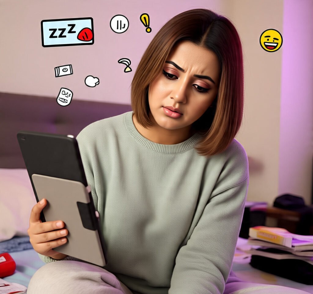 Child showing signs of too much screen time on Android.