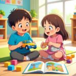 Class 2 English teaching values like kindness and sharing through stories